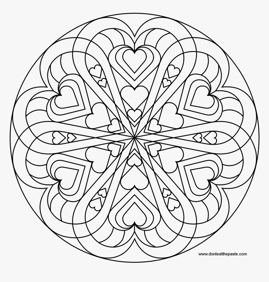 Heart Mandala To Color Mandala, Mandalas And Adult - Heart Mandala Coloring Paper, HD Png Download, Free Download