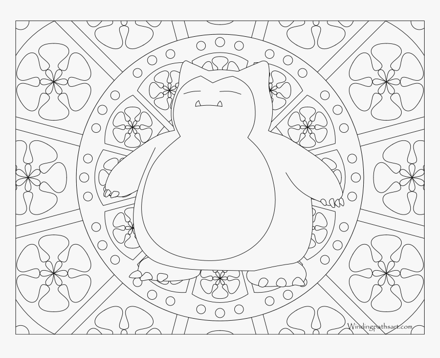 143 Snorlax Pokemon Coloring Page - Pokemon Mandala Coloring Pages, HD Png Download, Free Download