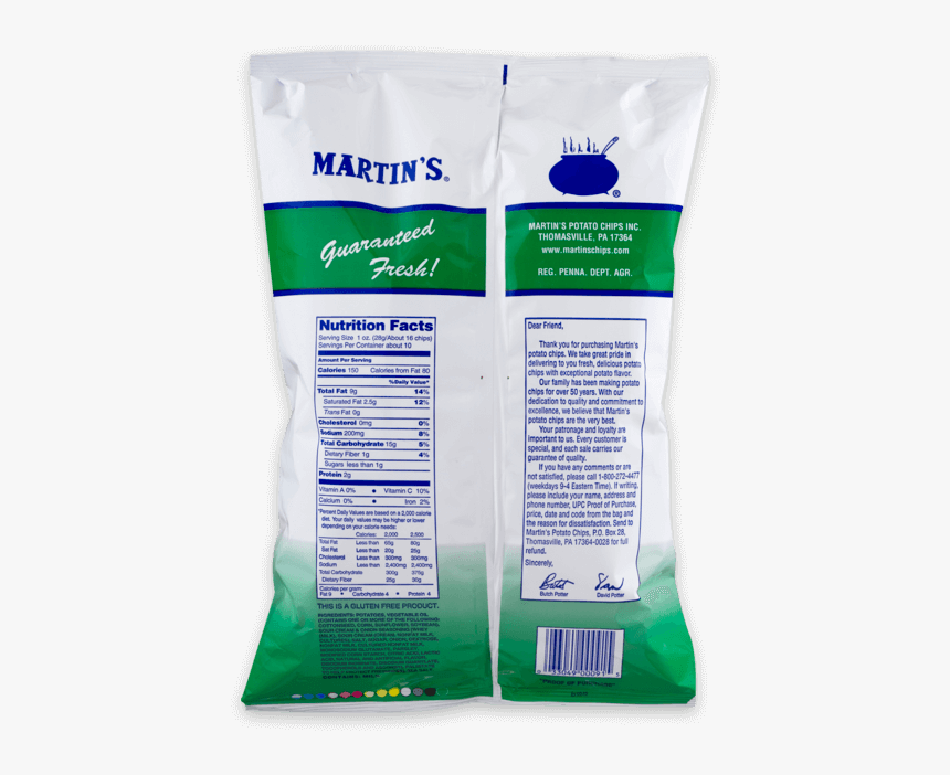 Martins Sea Salt Chips Nutrition Facts, HD Png Download, Free Download