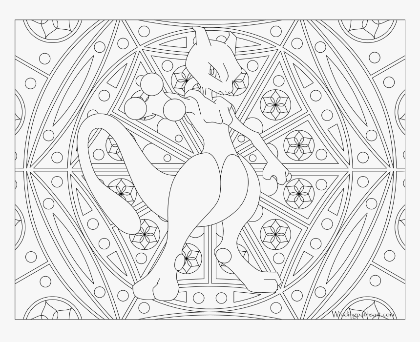 #150 Mewtwo Pokemon Coloring Page - Adult Pokemon Coloring Pages, HD Png Download, Free Download