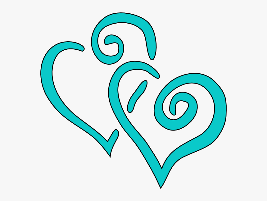 Teal Intertwined Hearts Svg Clip Arts - Hearts Clip Art, HD Png Download, Free Download