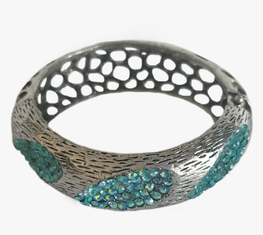 Silver & Crystal Blue Bangle Bracelet - Bangle, HD Png Download, Free Download