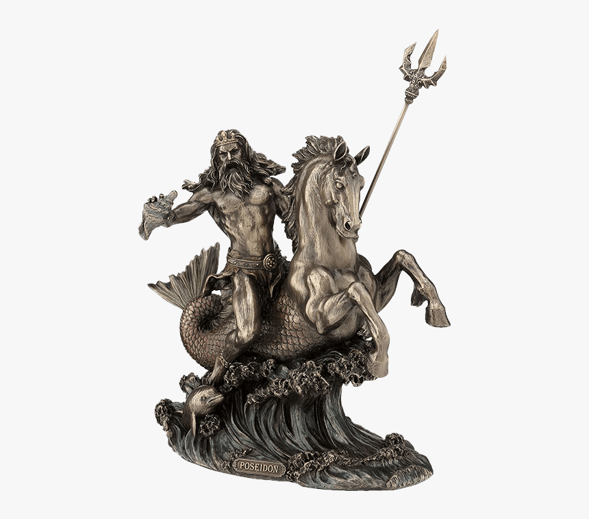 Poseidon With Trident Riding A Hippocampus - Poseidon Greek God Figure, HD Png Download, Free Download