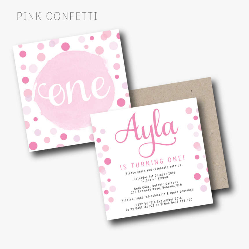 Pink Confetti Invitation Set - Paper, HD Png Download, Free Download