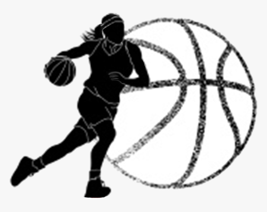 Basketball Girls Clipart Clip - Girls Basketball Black And White, HD Png Download, Free Download