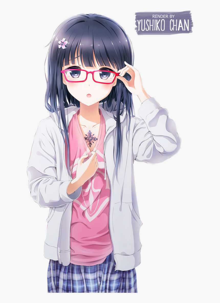 Anime Glasses Png - Anime Girls Render Png, Transparent Png, Free Download