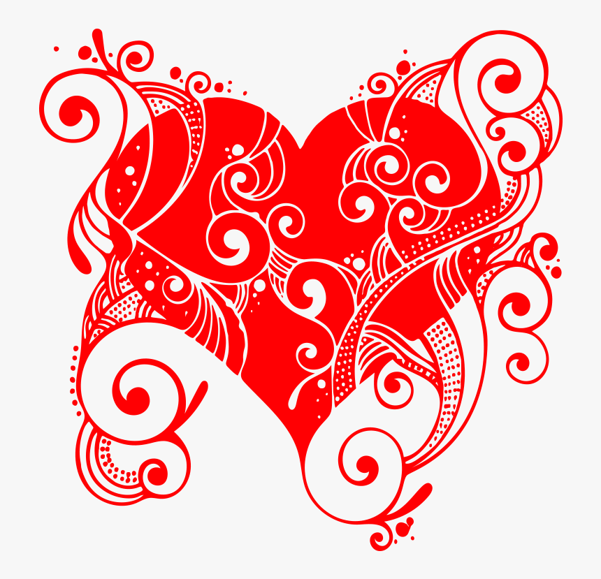 Swirl Heart Png Transparent - Free Vector And Heart Flourish Or Flourish Or Ornament, Png Download, Free Download