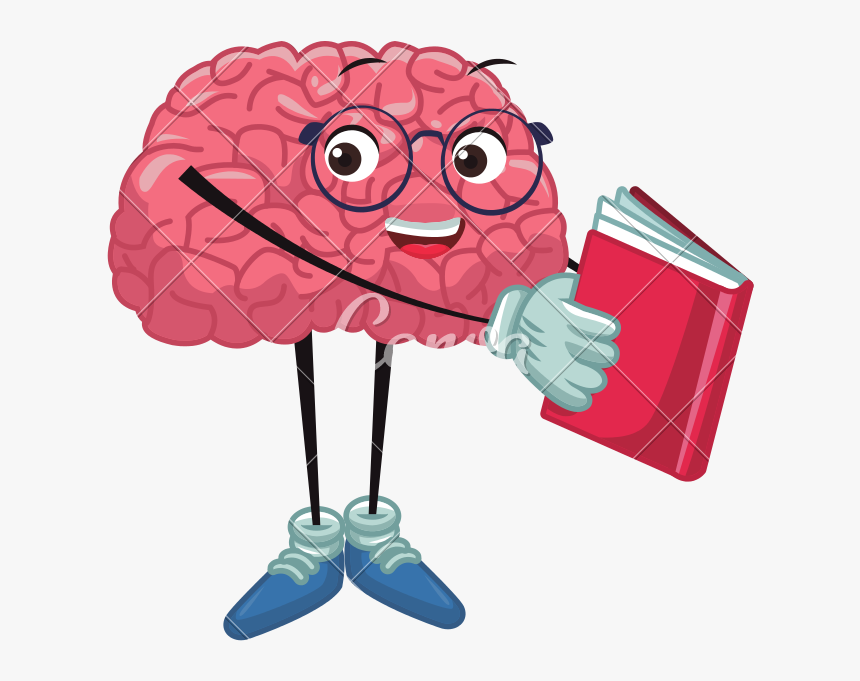 Cute Brain Reading Cartoon Vector - Cute Brain Clipart Transparent, HD Png Download, Free Download