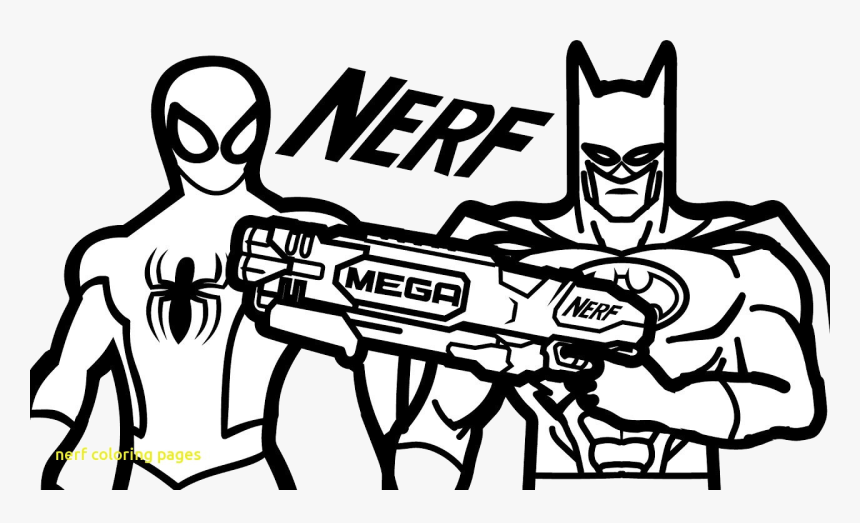 Nerf Gun Coloring Ideas Coloringeas Pages With Clipart - Batman And Spider Man Coloring, HD Png Download, Free Download
