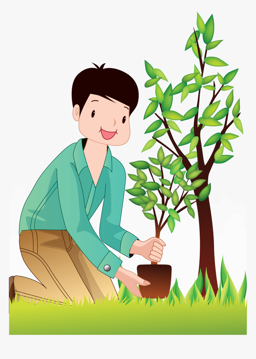 Planting Trees Man - Animated Tree Planting Png, Transparent Png, Free Download