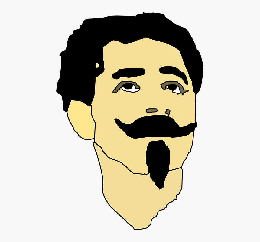 Head, Man, Face, Mustache, Goatee, Male, Look - Guy With A Mustache Cartoon, HD Png Download, Free Download