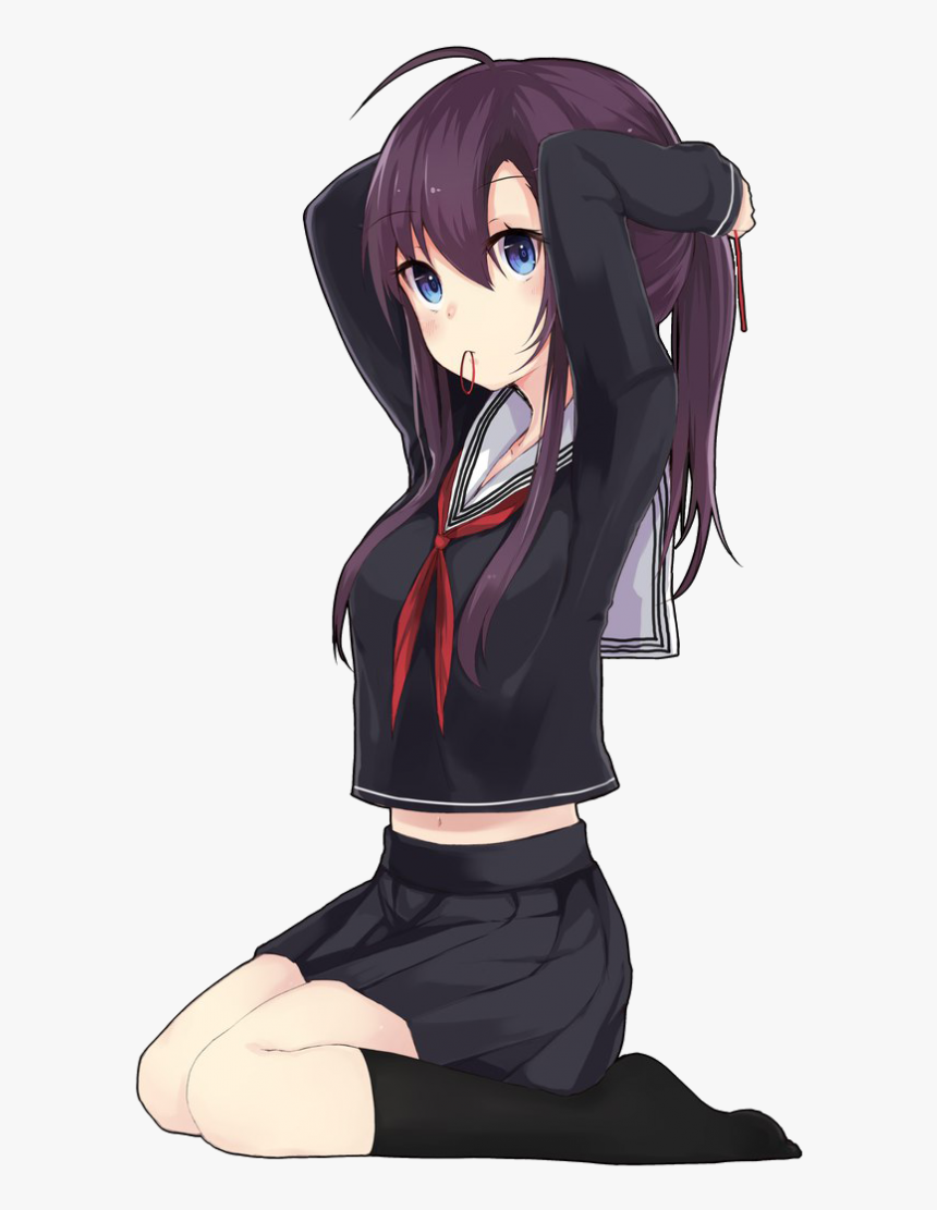 Purple Hair Anime School Girl, HD Png Download, Free Download