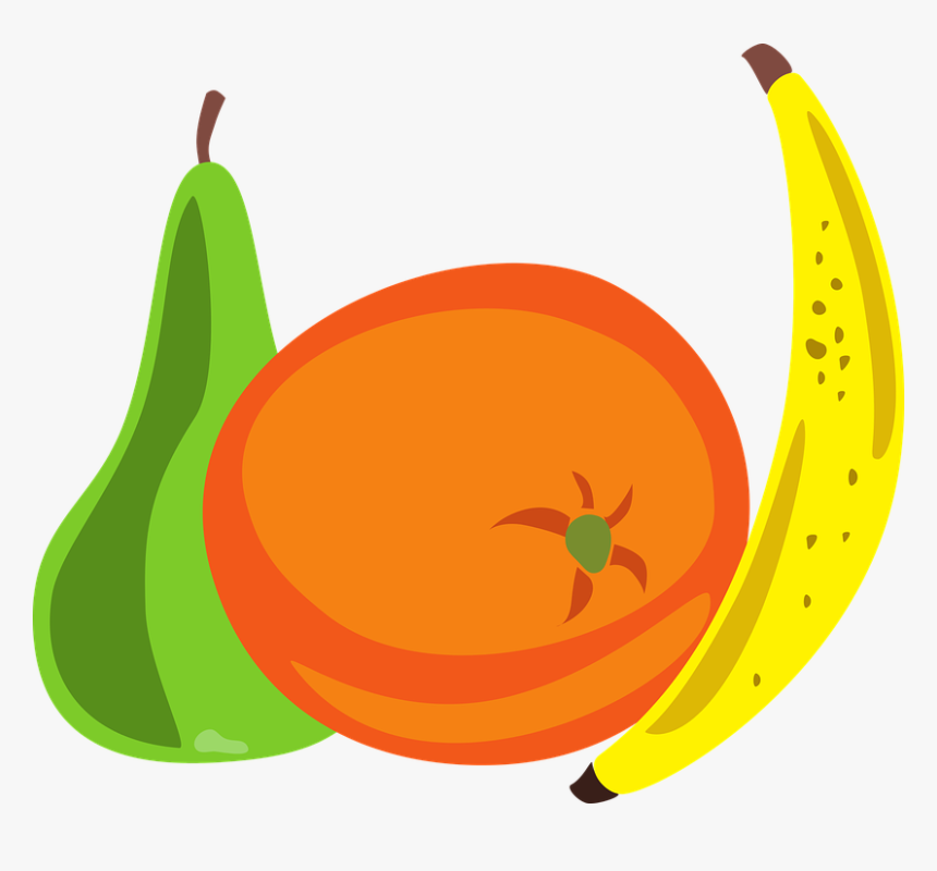 Fruit, Banana, Pear, Orange, Food, Dessert, Eat - De Laranja Banana E Pera, HD Png Download, Free Download
