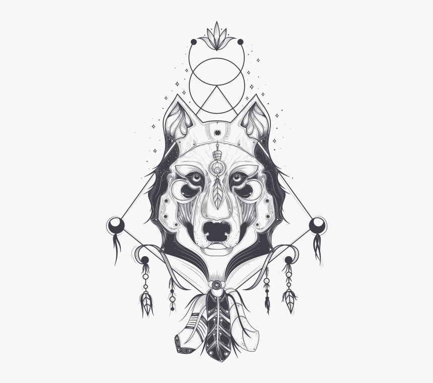 Wolf Illustration Png - Wolf Tattoo Png, Transparent Png, Free Download