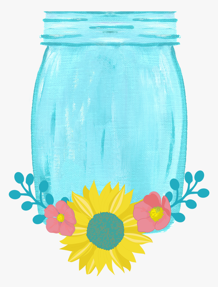 Drawn Mason Jar Sunflower Png - Sunflower Mason Jar Clipart, Transparent Png, Free Download