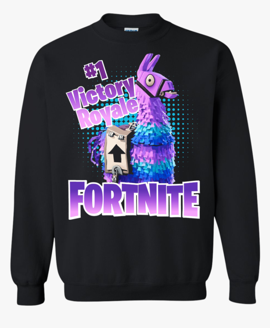 Fortnite Victory Royale Lucky Llama Funny Shirt Sweatshirt - Sweater, HD Png Download, Free Download