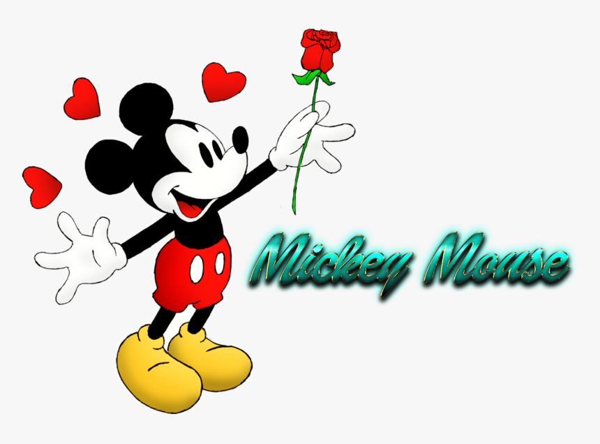 Mickey Mouse Png Transparent Images - Mickey Mouse With Rose, Png Download, Free Download