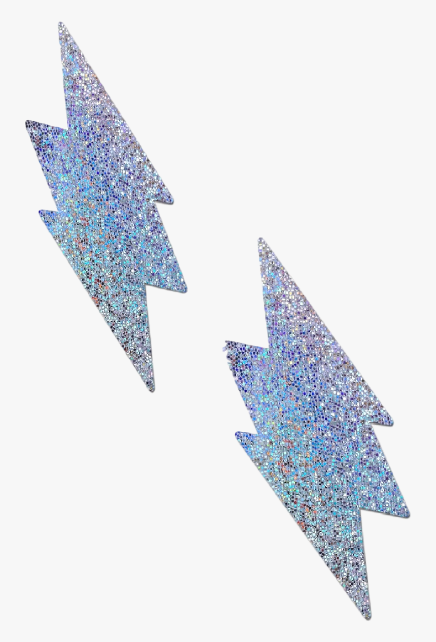 Silver Glitter Lightning Bolt Pasties - Triangle, HD Png Download, Free Download