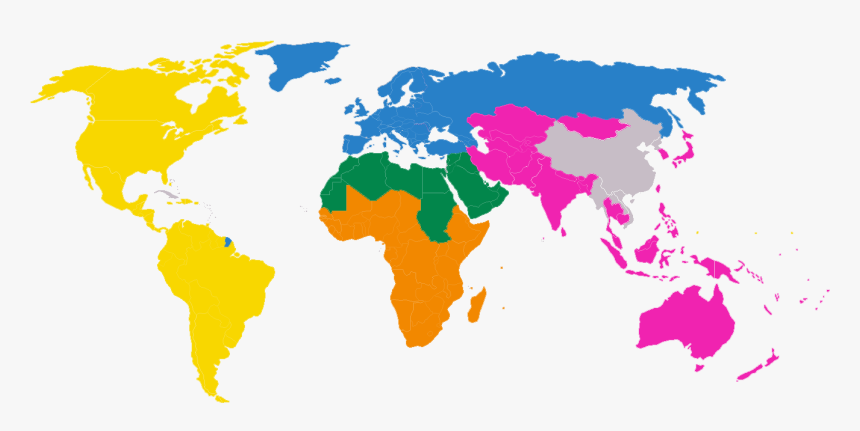 World Association Of Girl Guides And Girl Scouts Map - World Divided Into Equal Population, HD Png Download, Free Download