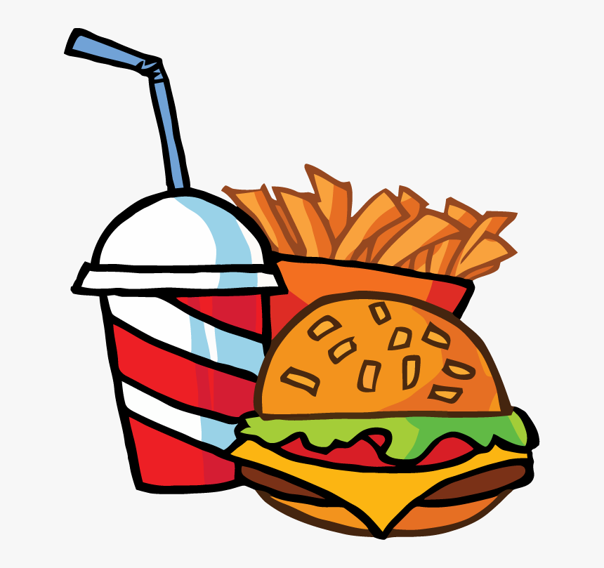 Fast Food Cheeseburger Drink With French Fries Tattoo - Junk Food Easy Drawing, HD Png Download, Free Download