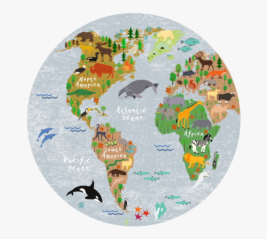 World Map Round Placemat "
 Class= - World Map Round Cartoon, HD Png Download, Free Download