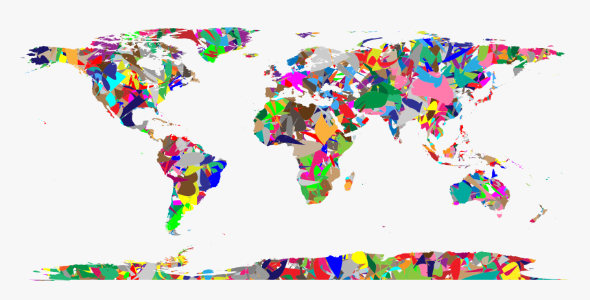 Modern Art World Map Clip Arts - World Map Equirectangular Projection, HD Png Download, Free Download