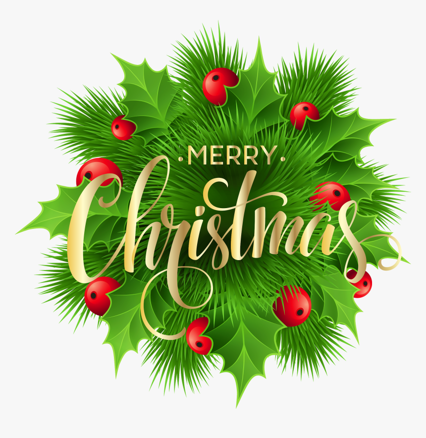 Merry Christmas With Holly, HD Png Download, Free Download