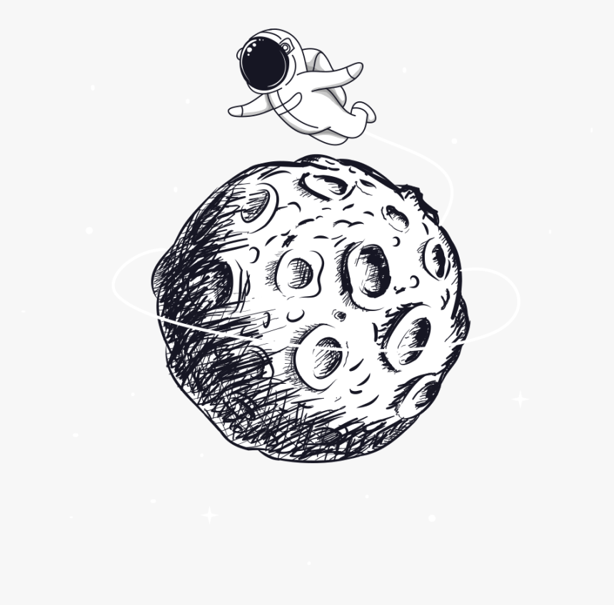 Astronaut On Moon Drawing, HD Png Download, Free Download