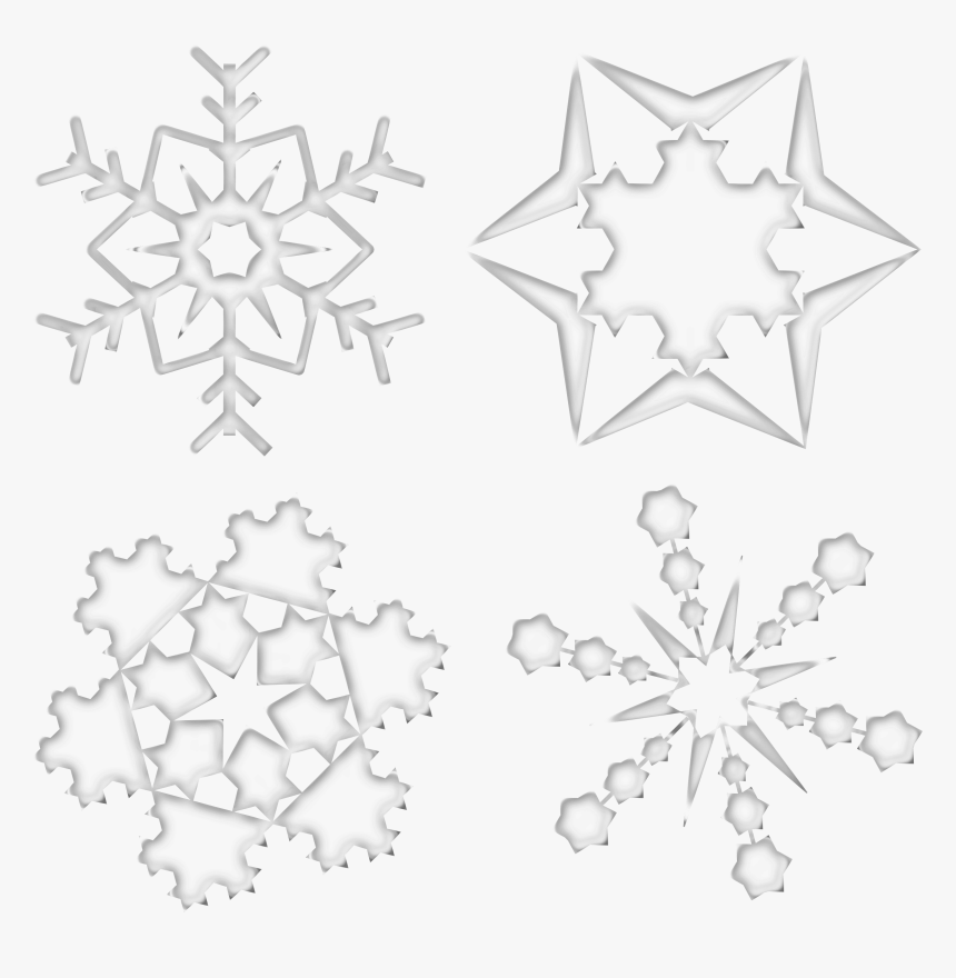 Set Of Four Snowflakes Clip Arts - Snowflake, HD Png Download, Free Download