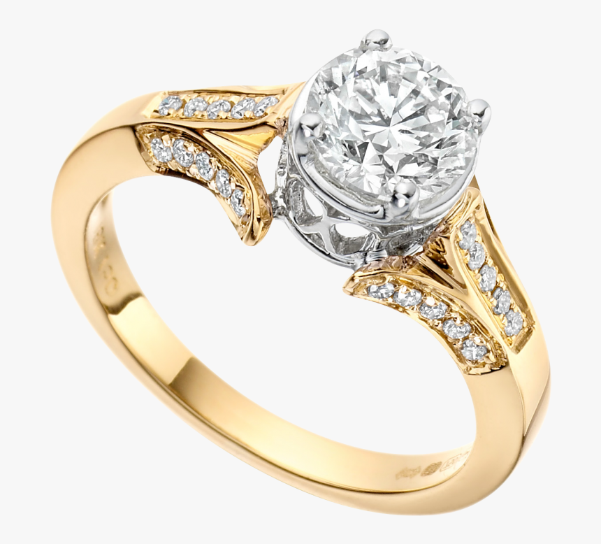 Solitaire Engagement Ring Fancy - Solitaire Diamond Ring Gold, HD Png Download, Free Download