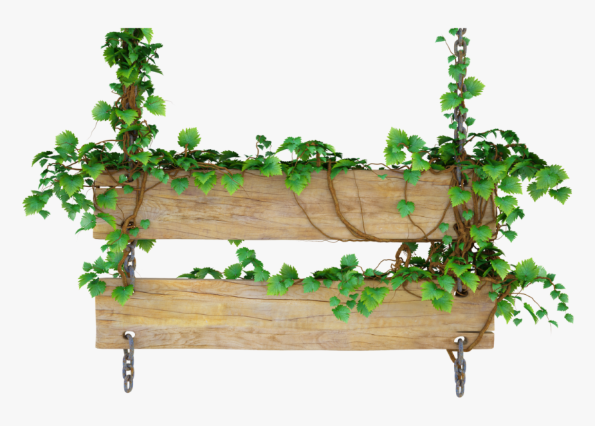 Wooden Sign With Vines , Png Download - Transparent Wood Png Hd, Png Download, Free Download