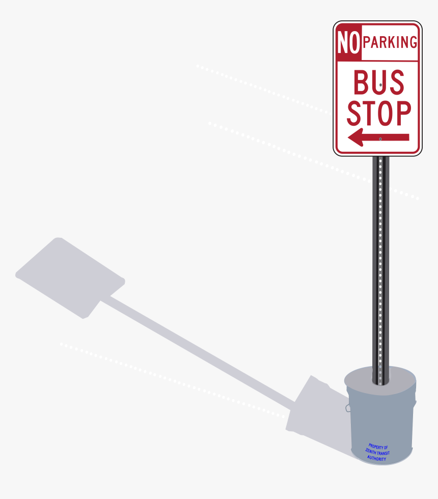Bus Stop Sign In Cement Pail With Shadow Clip Arts - Bus Stop Sign Clipart, HD Png Download, Free Download