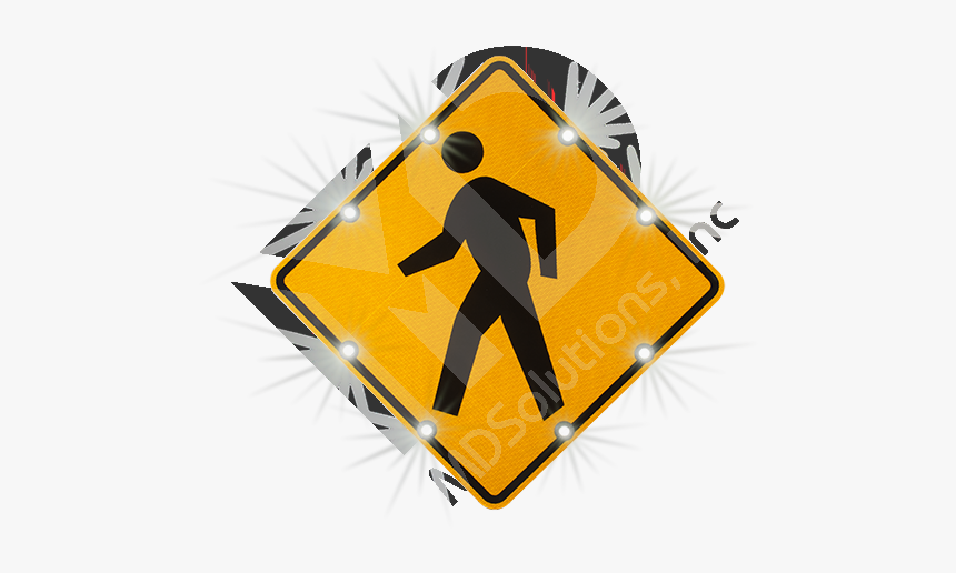 Solar Pedestrian Crossing Sign - Warning Sign Color Green, HD Png Download, Free Download