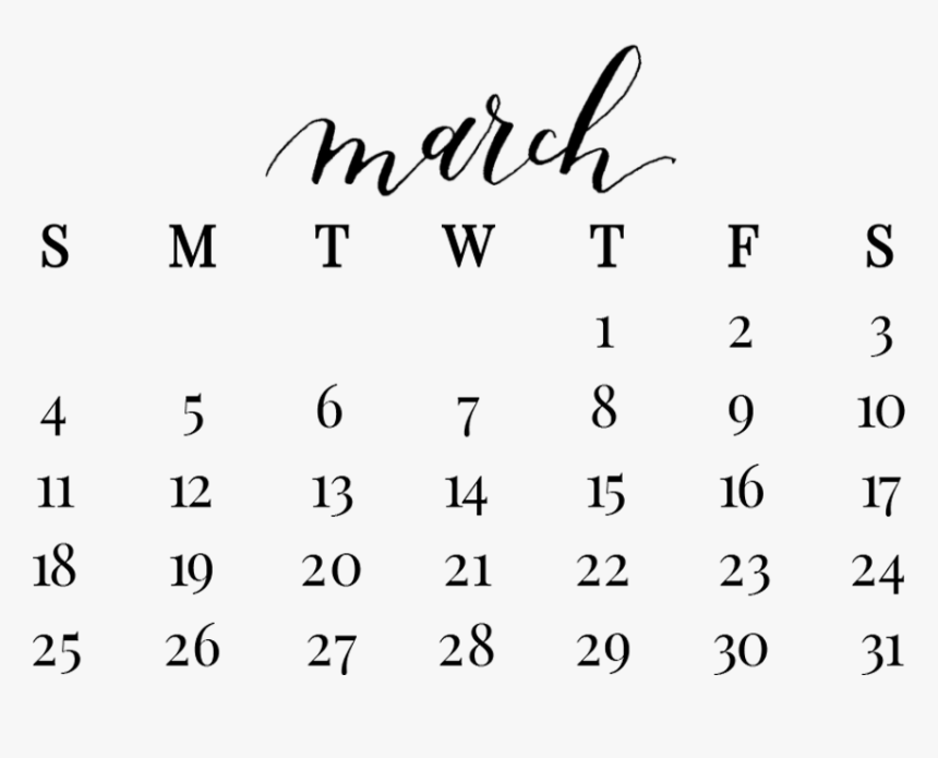 March Calendar Png, Transparent Png, Free Download