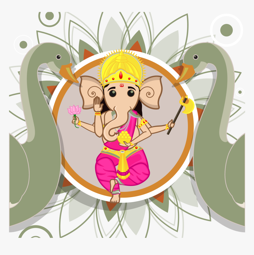 Ganesha Vector Cartoon - Ganesh Cartoon Images Of God, HD Png Download, Free Download