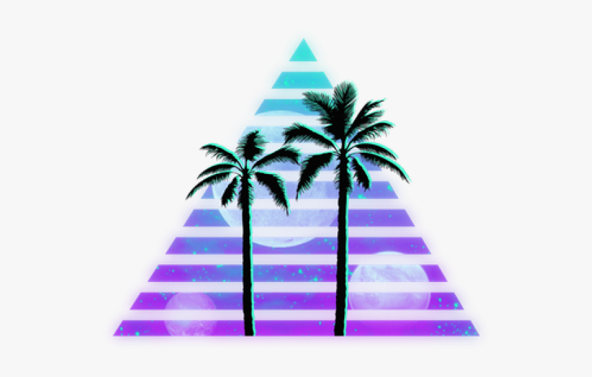 Vaporwave Clipart Green - Palm Tree Silhouette Clip Art, HD Png Download, Free Download