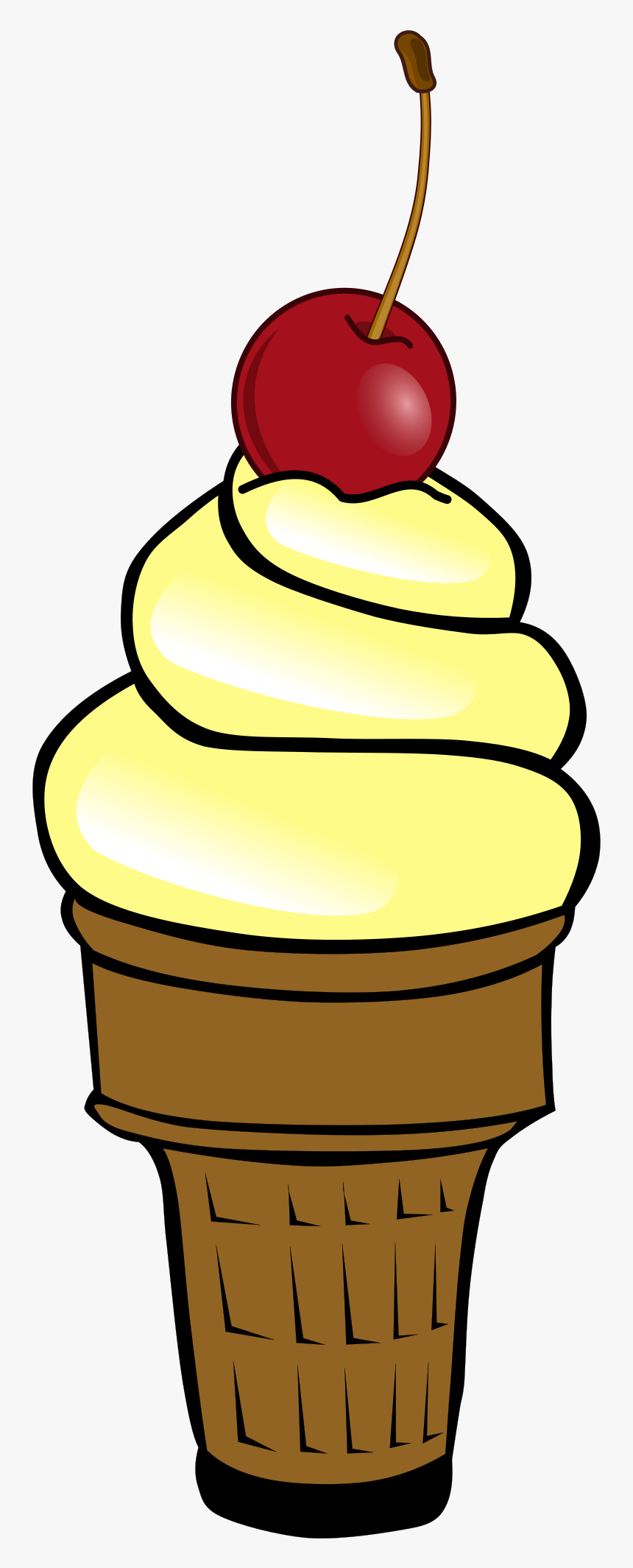 Soft Ice Cream With Cherry Clip Arts - Ice Cream Cone Clip Art, HD Png Download, Free Download