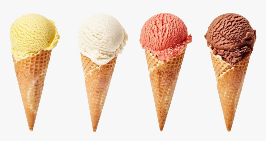 Cone Ice Cream Png Free Download - 4 Ice Cream Cones, Transparent Png, Free Download