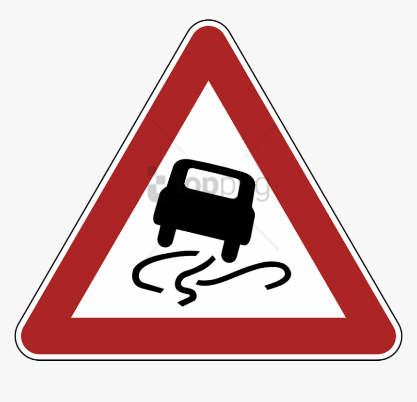 Slippery Road Warning Sign - German Traffic Signs Slippery Road, HD Png Download, Free Download
