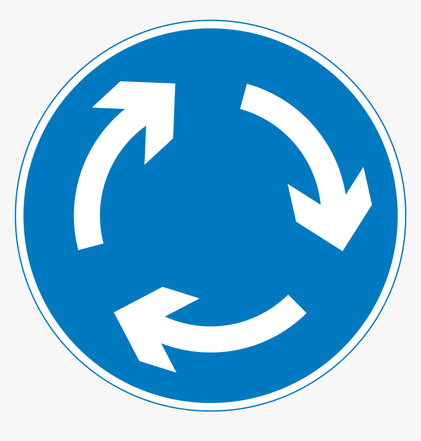 Roundabout Road Sign - Uk Road Signs Roundabout, HD Png Download, Free Download
