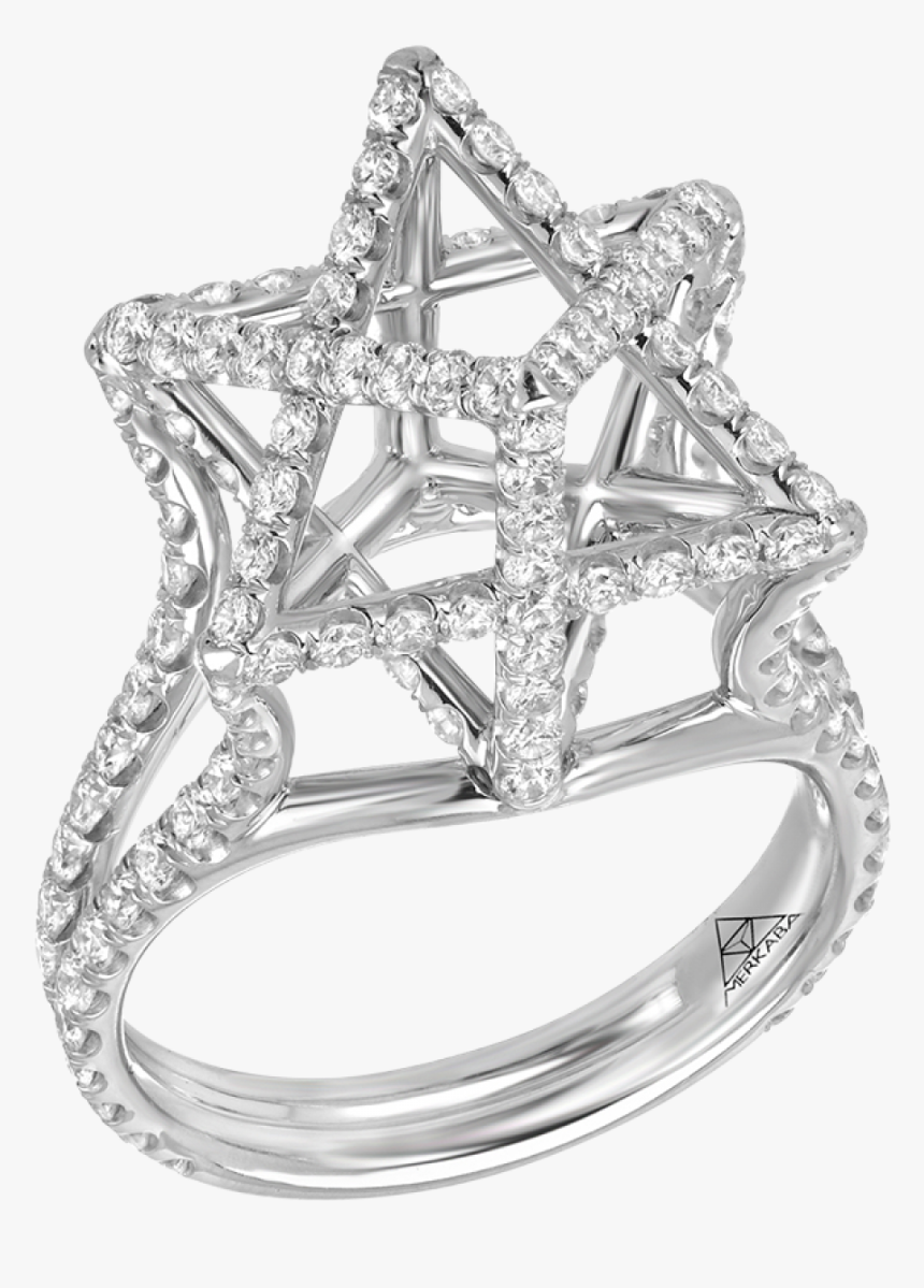 Merkaba Light Large Platinum Ring With Diamonds , Png - Engagement Ring, Transparent Png, Free Download