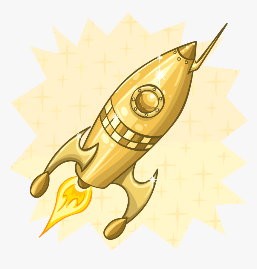 Golden Rocket - Old Rocket Png, Transparent Png, Free Download
