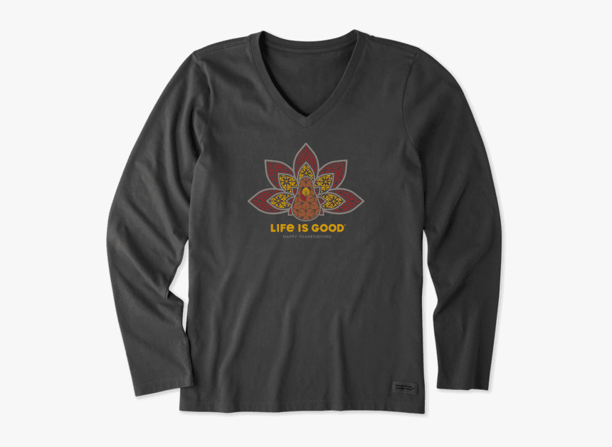 Women"s Thanksgiving Mandala Long Sleeve Crusher Vee - Life Is Good, HD Png Download, Free Download