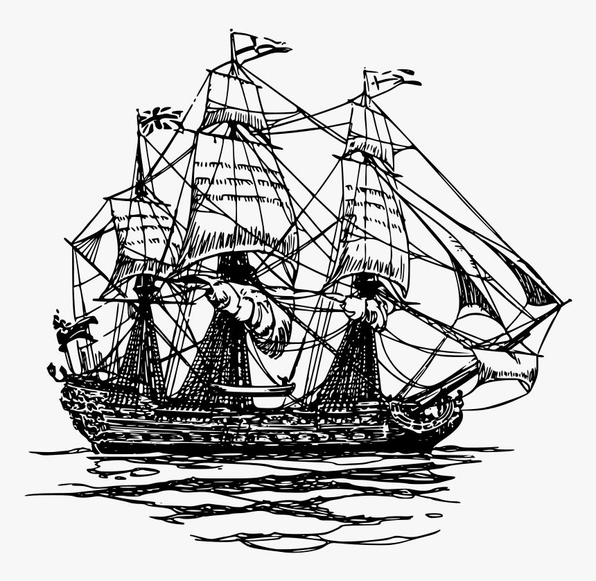 Ship Of Theseus - Black And White Pirate Ship, HD Png Download, Free Download