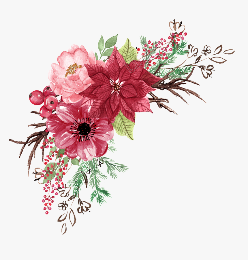 Clip Art Red Watercolor Flowers - Red Watercolor Flowers Png, Transparent Png, Free Download