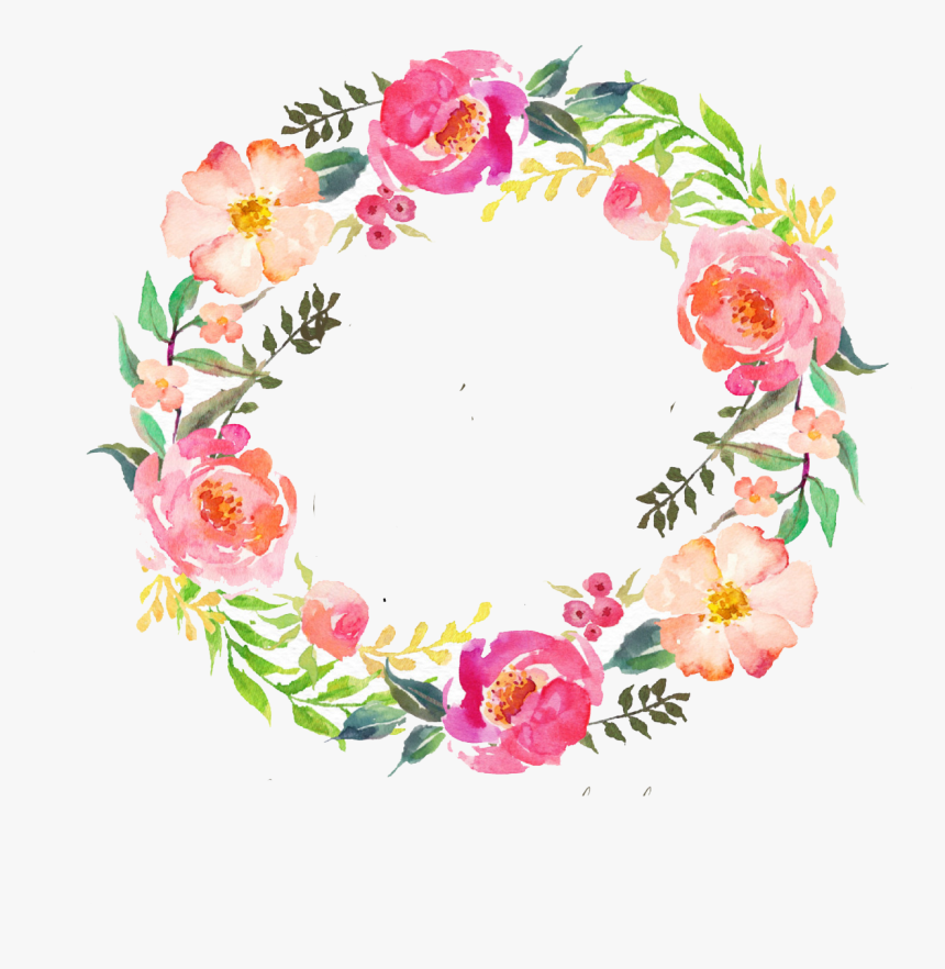 Number Clipart Watercolor - Watercolor Wreath Flower Png, Transparent Png, Free Download