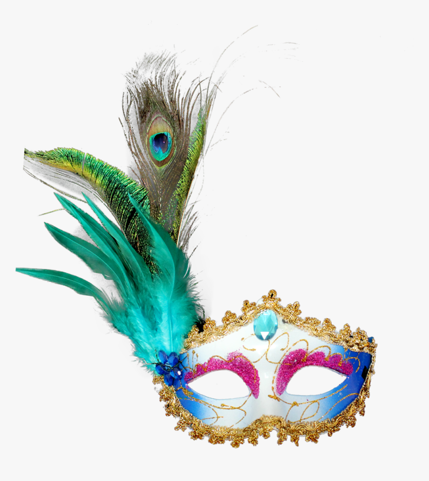 Mardi Gras Feathers Png - Colorful Feather Masquerade Mask, Transparent Png, Free Download