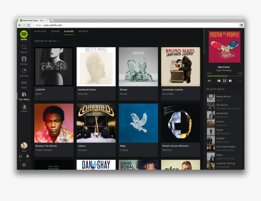 Spotify Web Player - Music Streaming Website Design, HD Png Download, Free Download