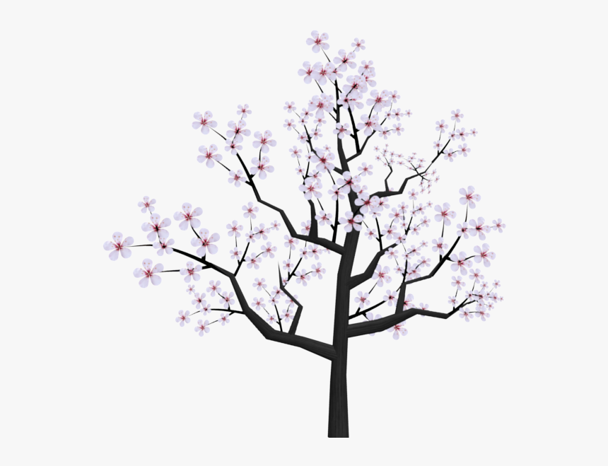 Cherry Blossom Tree Png Black And White - Cherry Blossom Cartoon Drawing, Transparent Png, Free Download