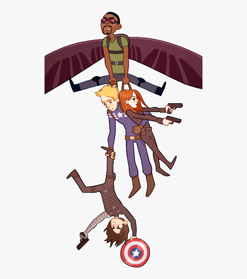 Cute Black Widow And Captain America , Png Download - Natasha Steve Bucky Sam, Transparent Png, Free Download
